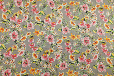 Multicolor Floral Printed Viscose Dola Silk Fabric