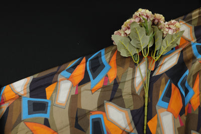 Multicolor Abstract Printed Modal Satin Fabric