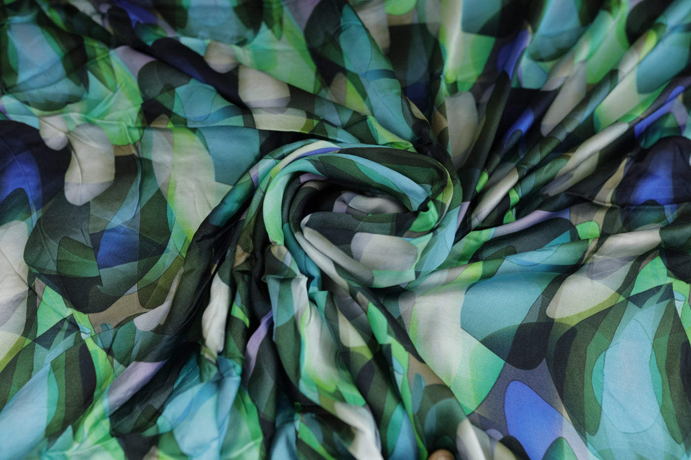 Multicolor Abstract Printed Modal Satin Fabric