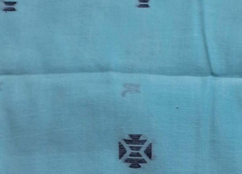 Light Blue Motifs Handloom Printed Cotton Jamdani  Fabric