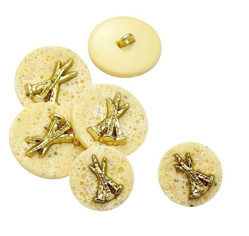 Creamish Golden Designer Blazer Metal Buttons