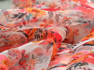 Multicolor Floral Digital Printed Semi Organza Fabric