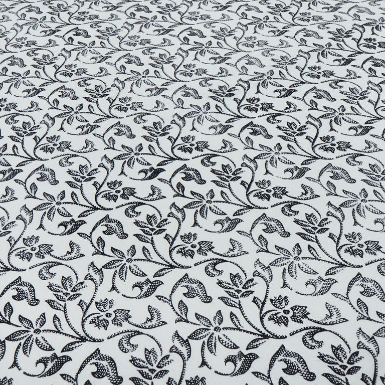 White & Black Floral Printed Cotton Rayon Fabric