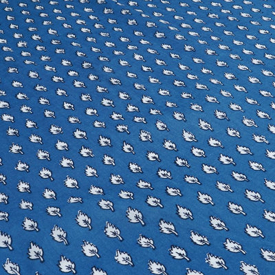 Blue & White Motifs Printed Pure Cotton Fabric