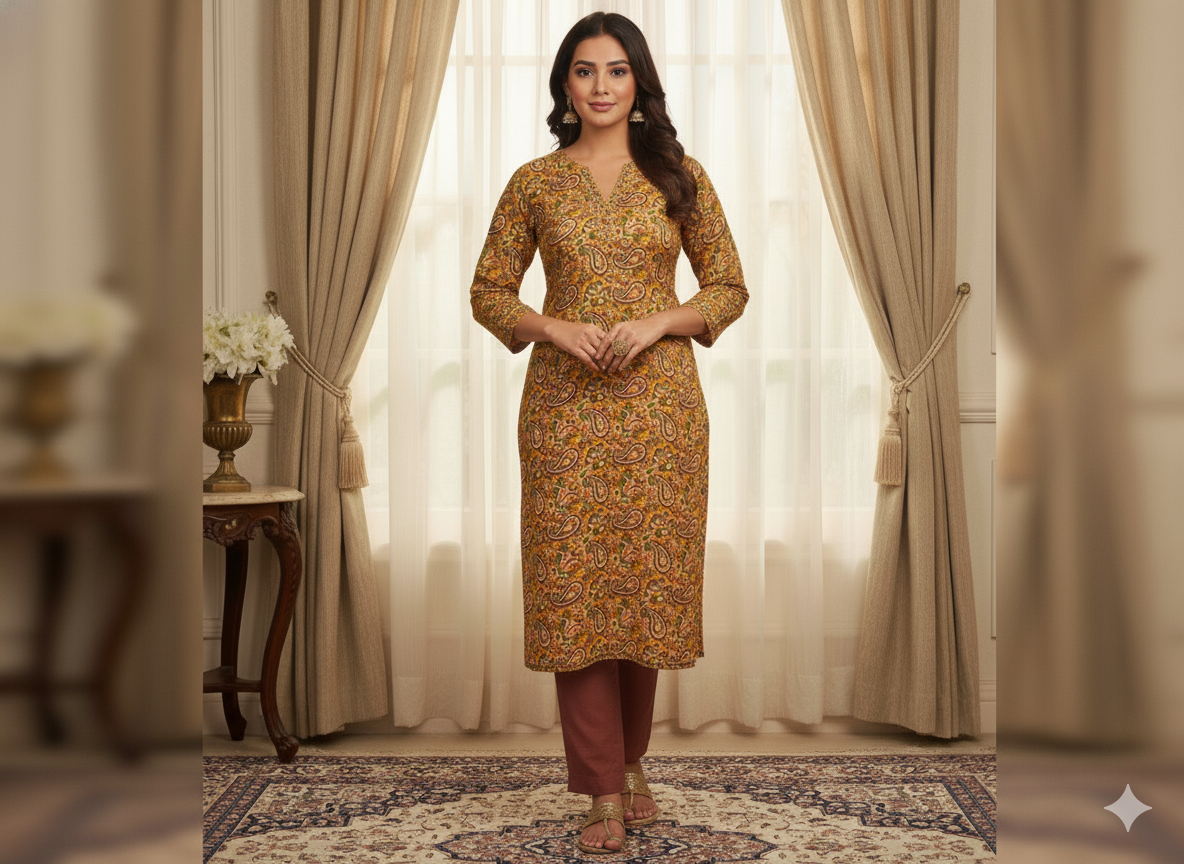 Yellow Floral 100% Pure Cotton Handblocked Kalamkari Fabric