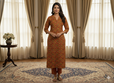 Red Floral 100% Pure Cotton Handblocked Kalamkari Fabric