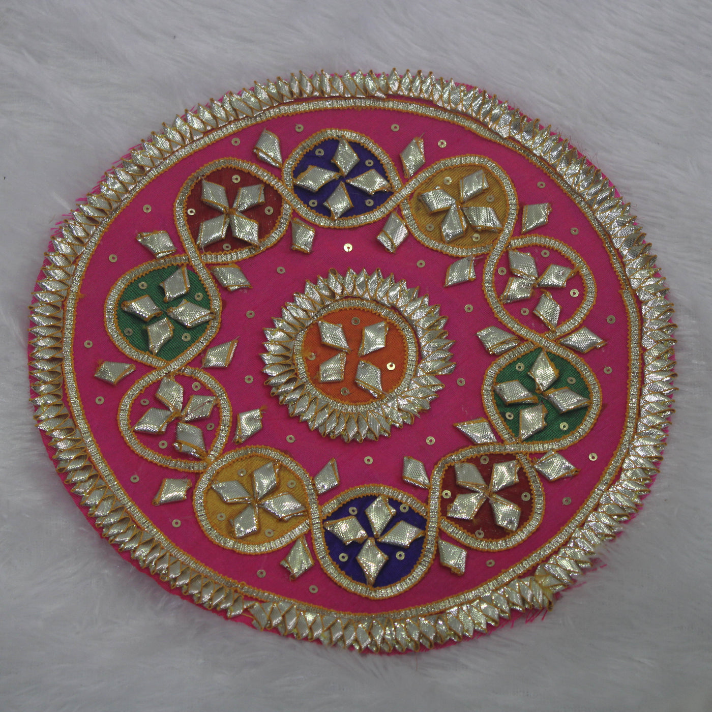 Multicolor Elegance Vibrant Pink Traditional Gota Patch