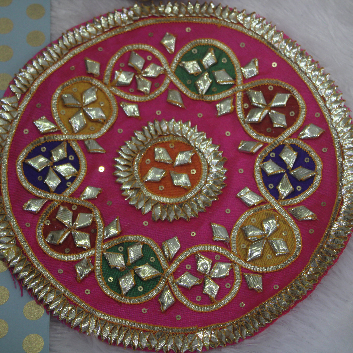 Multicolor Elegance Vibrant Pink Traditional Gota Patch