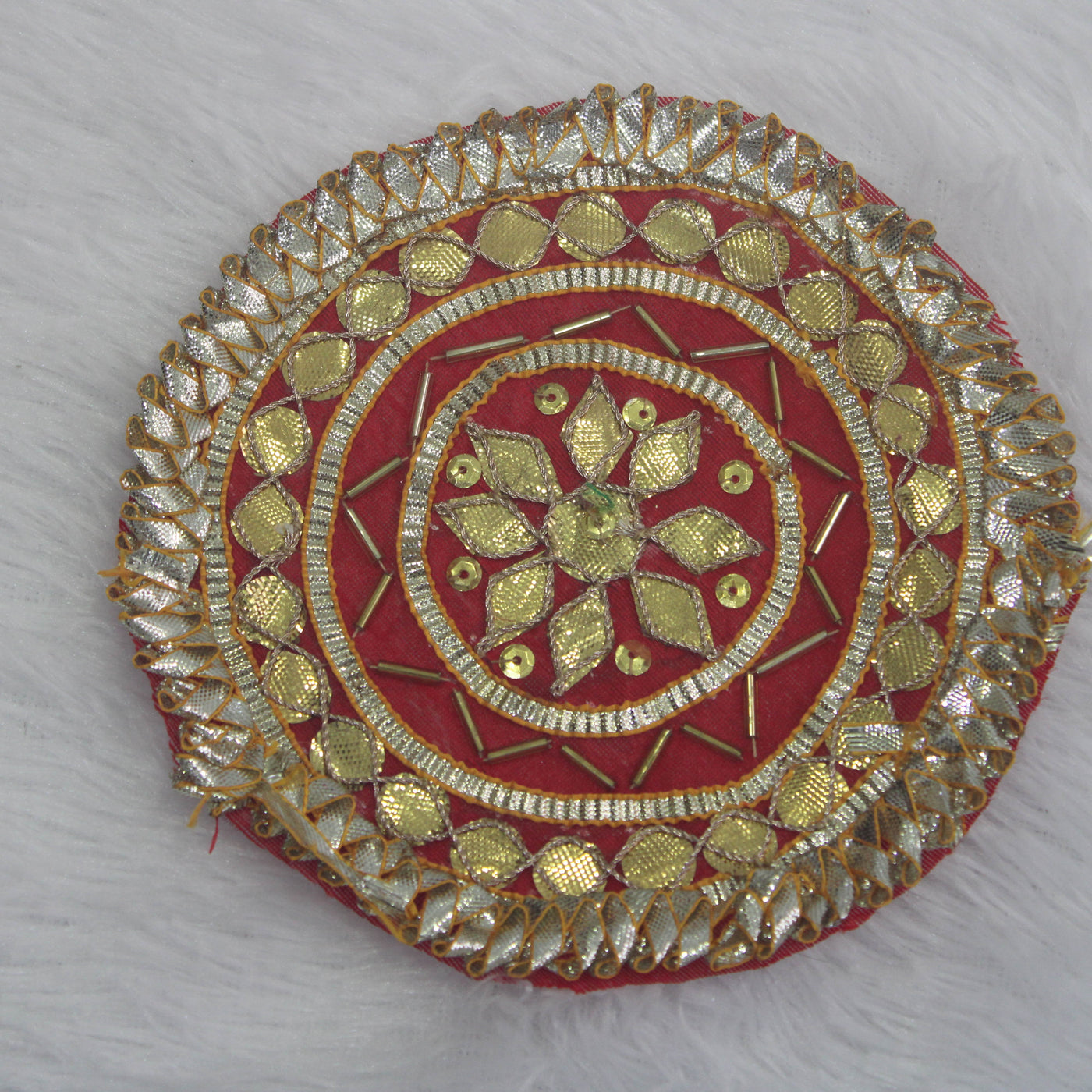 Elegant Red & Golden Gota Embellished Patch