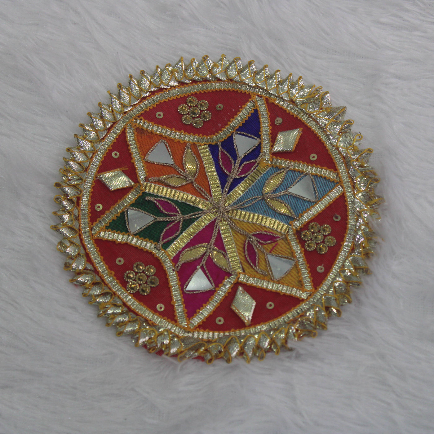 Classic Red & Golden Gota Embellished Patch