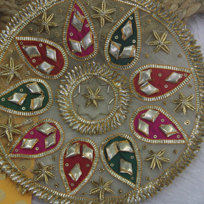 Elegant Golden Handwork Gota & Multicolor Drop Details Work Patch