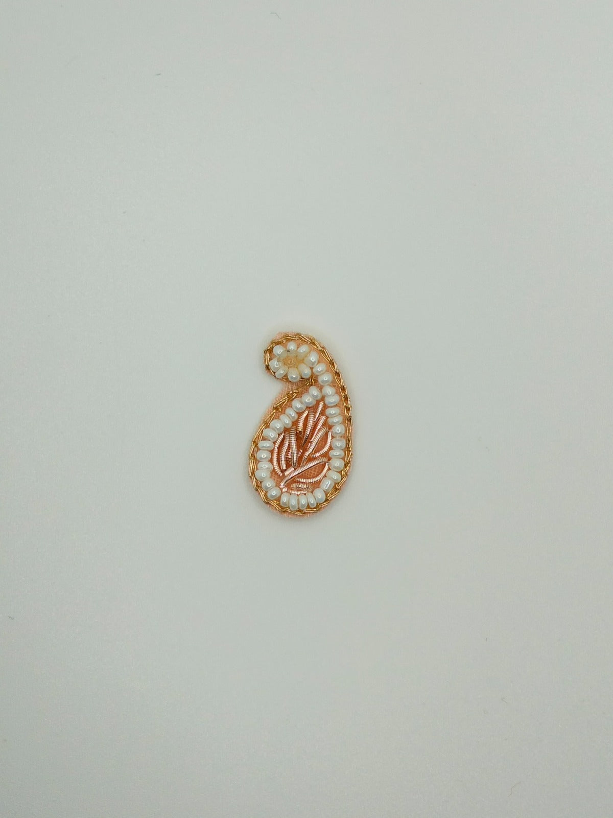 Peach & White Embellished Zardozi Stone Work Handwork Patches