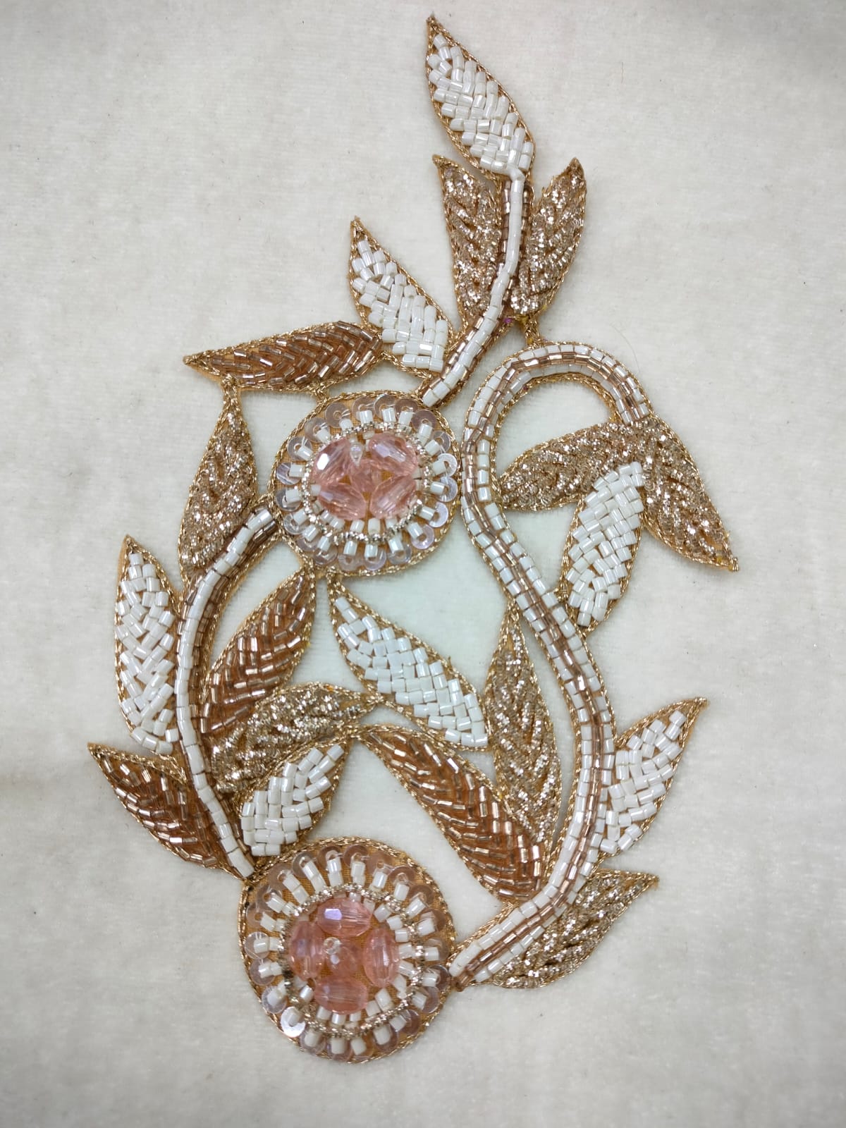 White & Golden Embellished Zardozi Handwork Patches