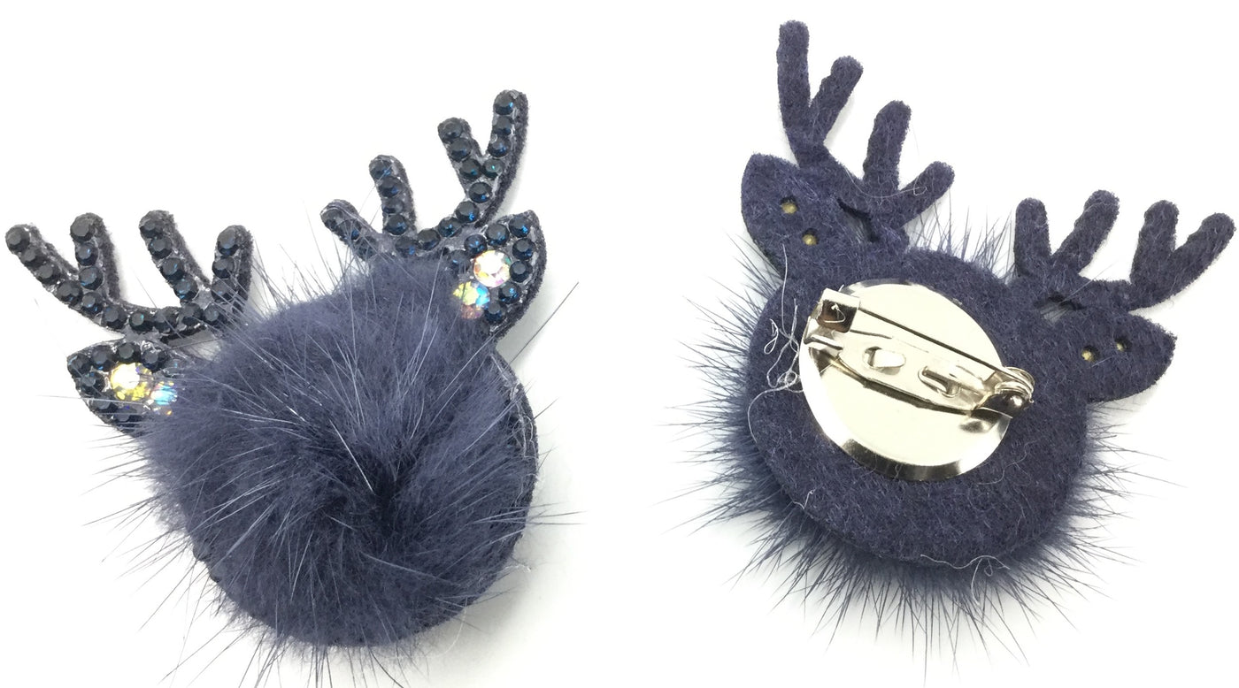 Navy Blue Reindeer Badge