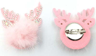 Pink Reindeer Badge