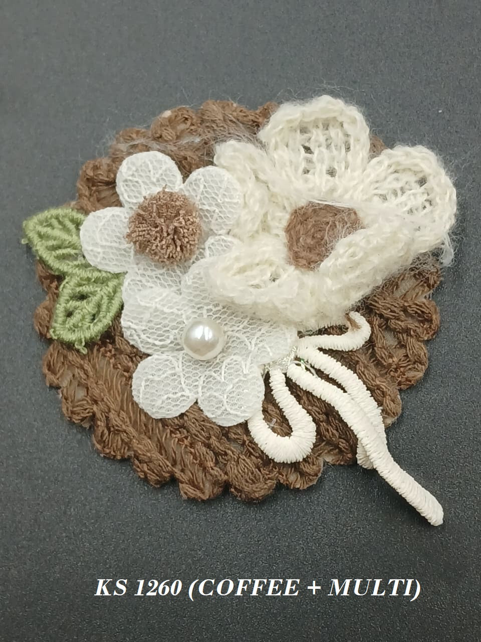 Coffee And Off White Soft Flower Shape Patches