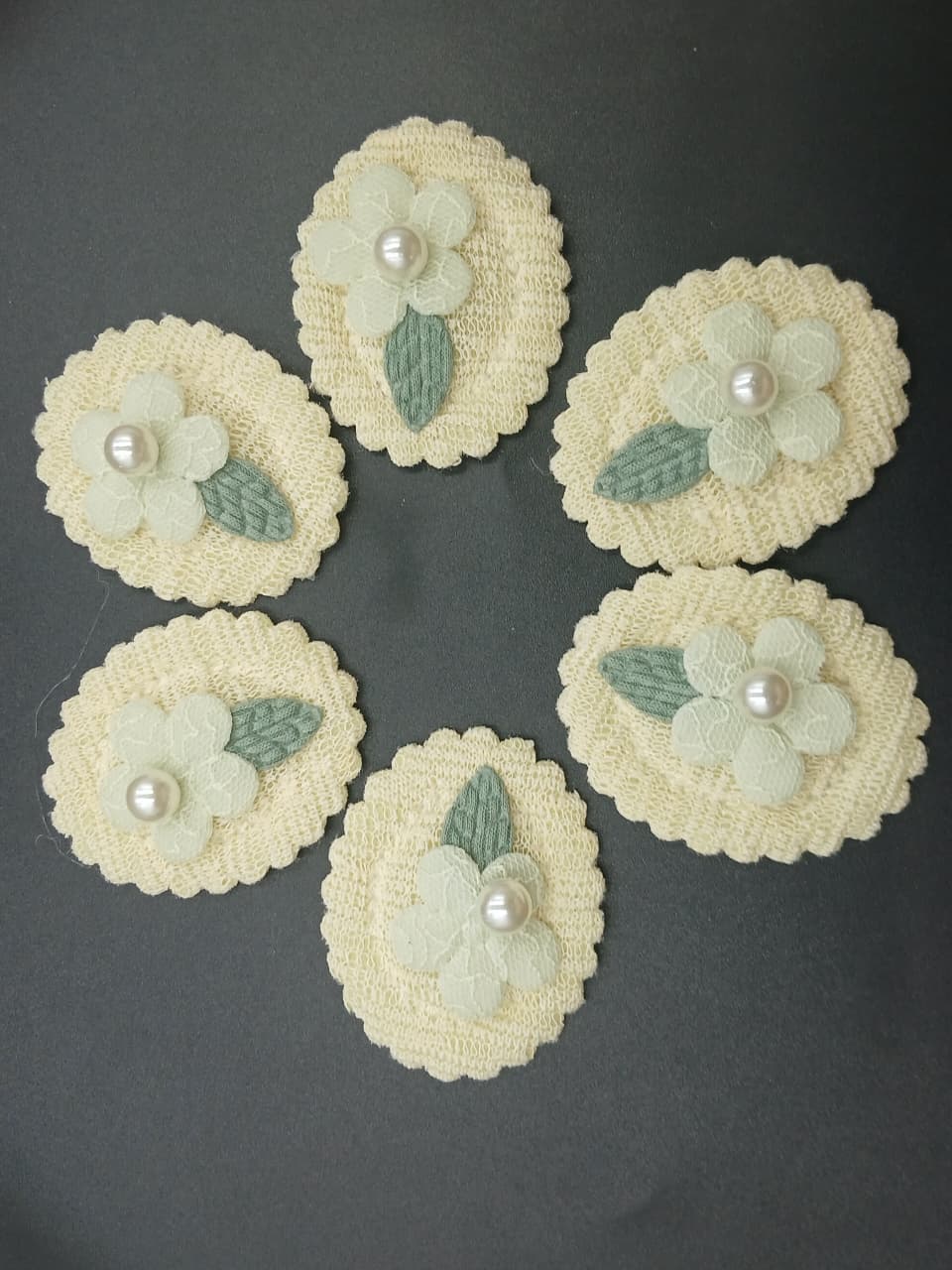 Yellow And Green Soft Flower Oval Shape Patches