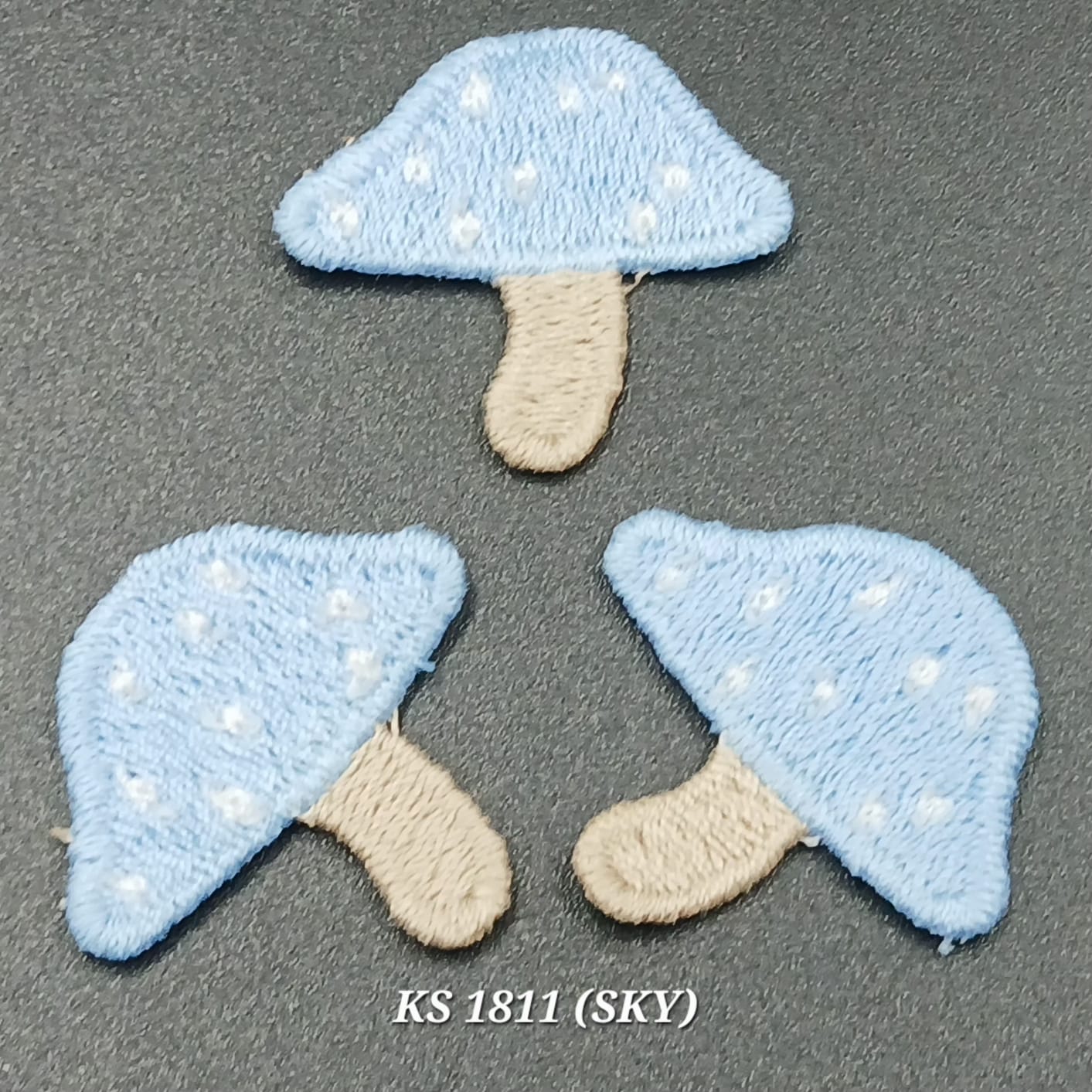 Sky Blue Rayon Mushroom Shape Patches