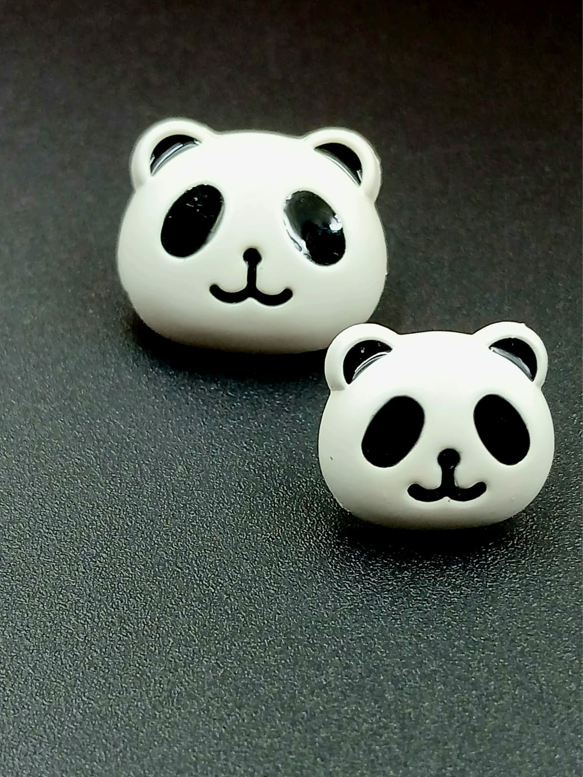 White & Black Panda  Down Hole Polyester Buttons 28L