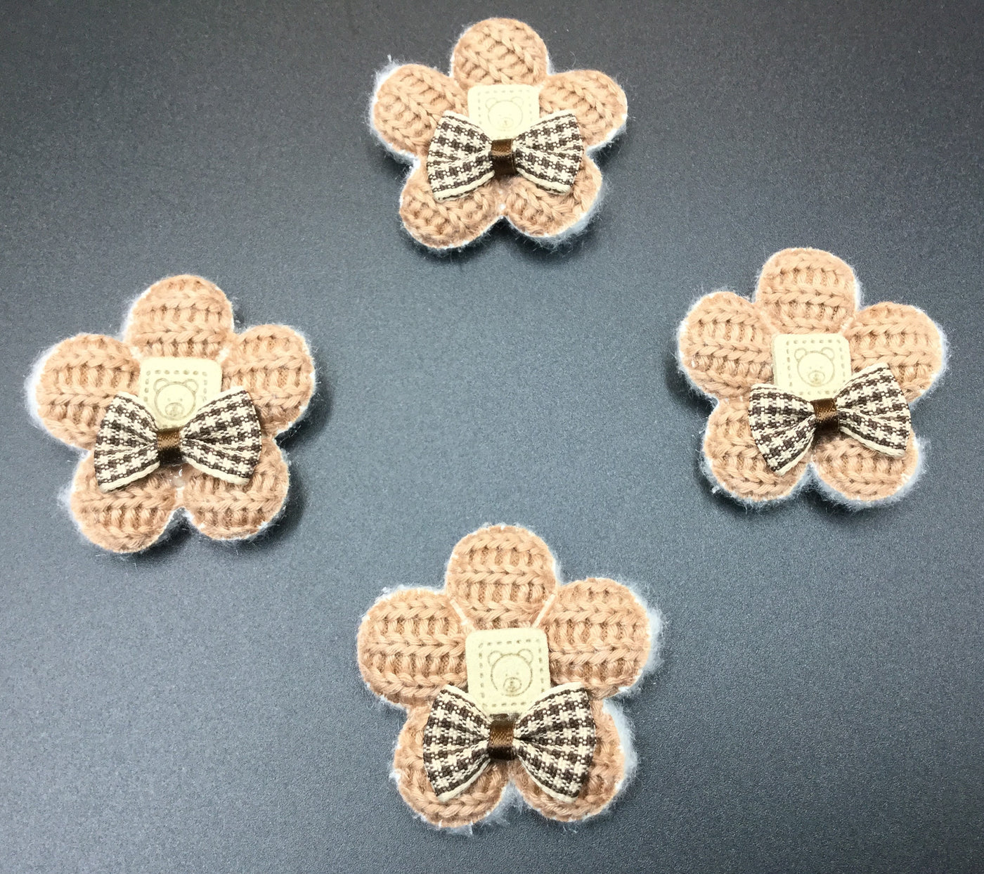 Small Brown Color Flower Shape Soft Yarn Patches