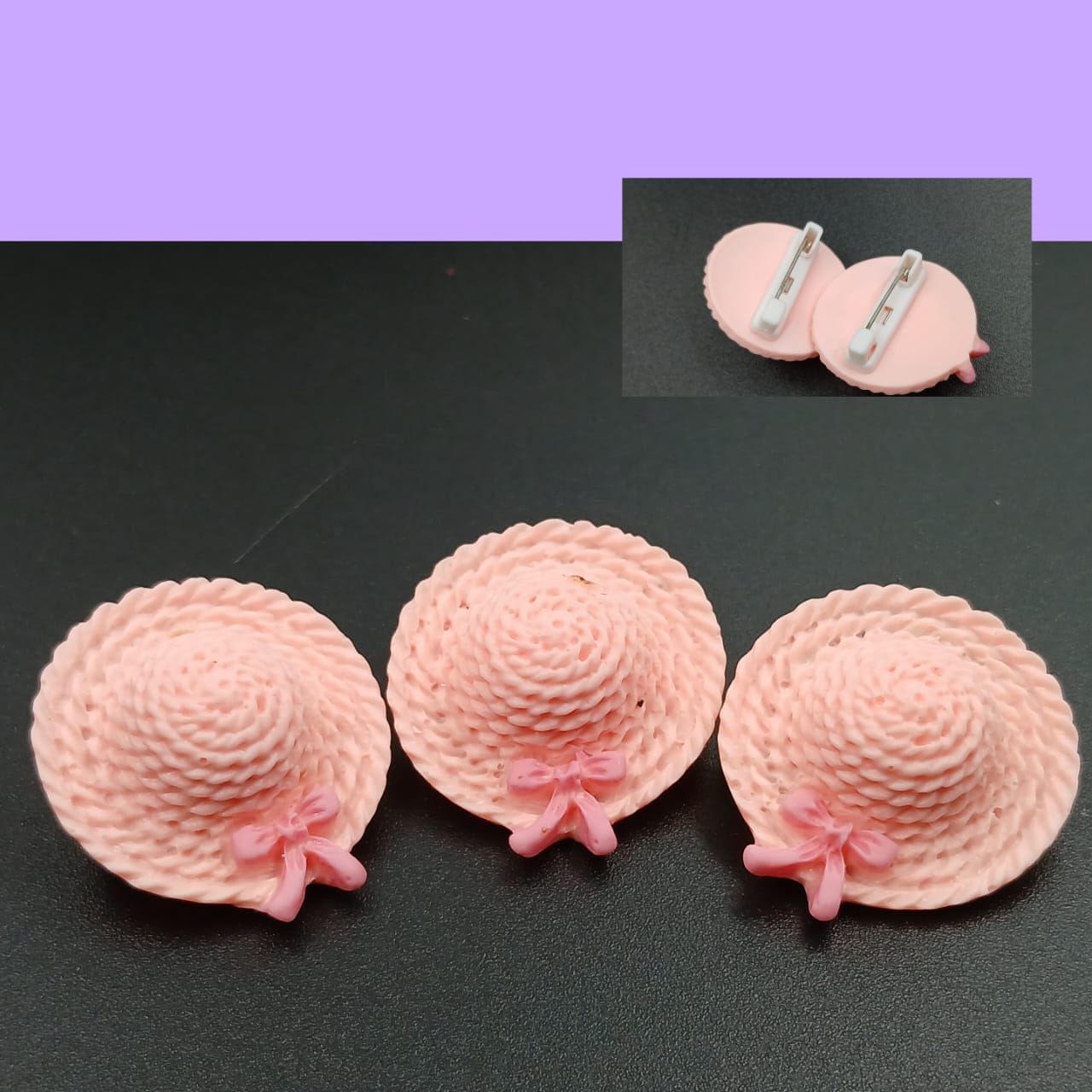 Peach Circular Hat Shape Clips With pin