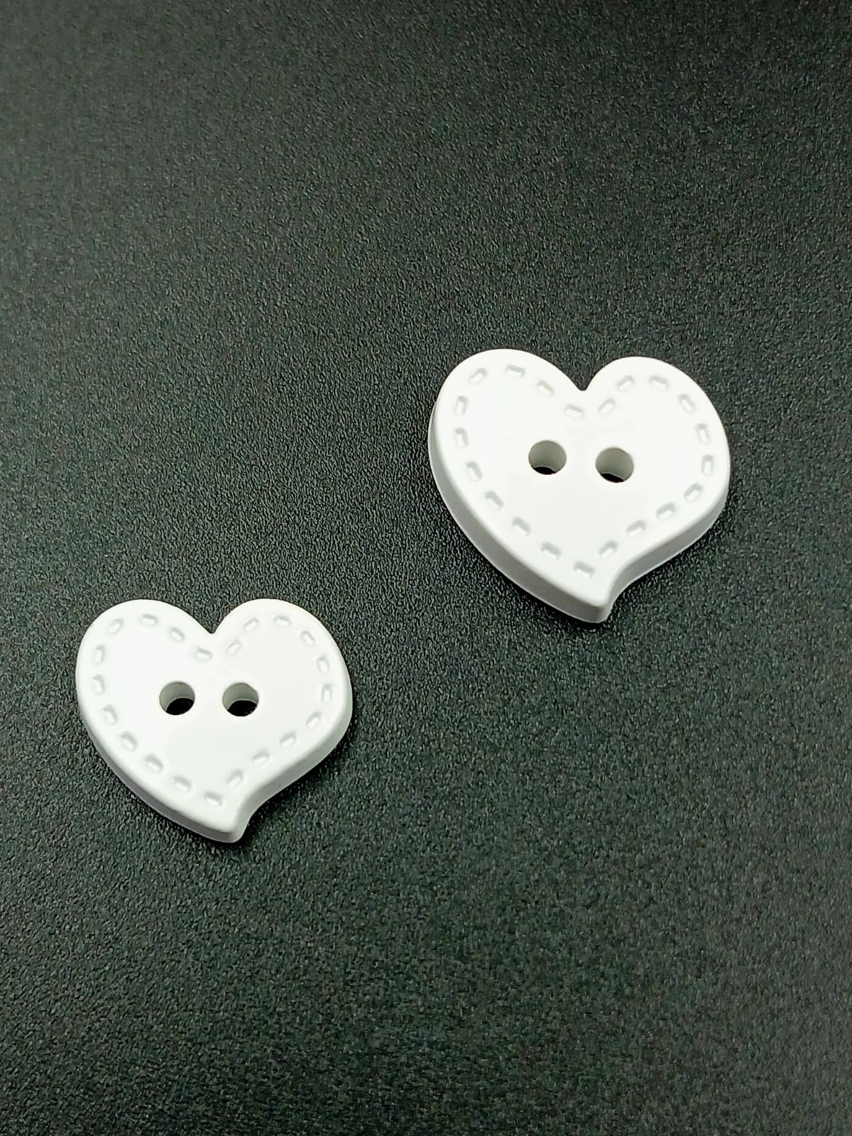 White Heart Shape Two Hole Polyester Buttons