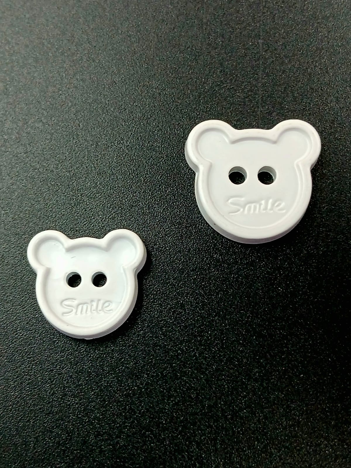 White Micky Mouse Smiley Shape Two Hole Polyester Buttons