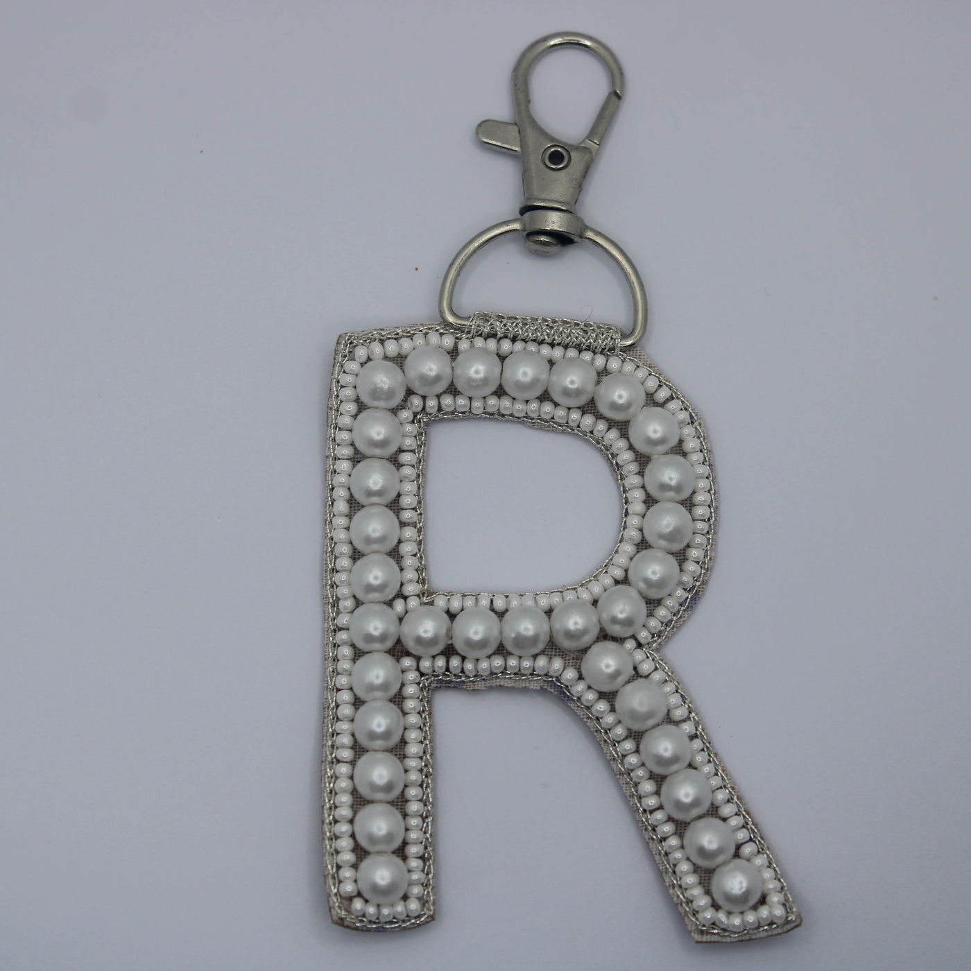 White 'R' Handwork Pearl Bag Charms