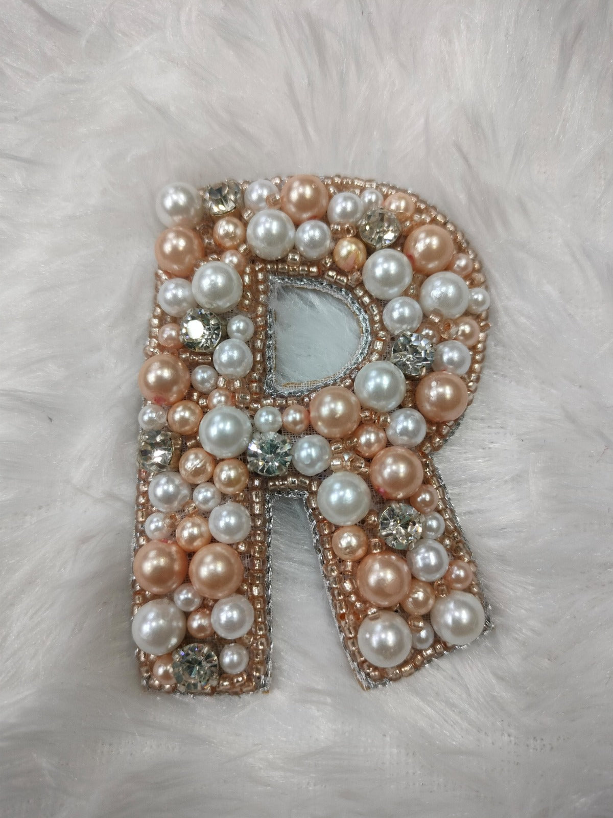 Multicolor Handwork Pearl And Stone 'R' Letter Patch