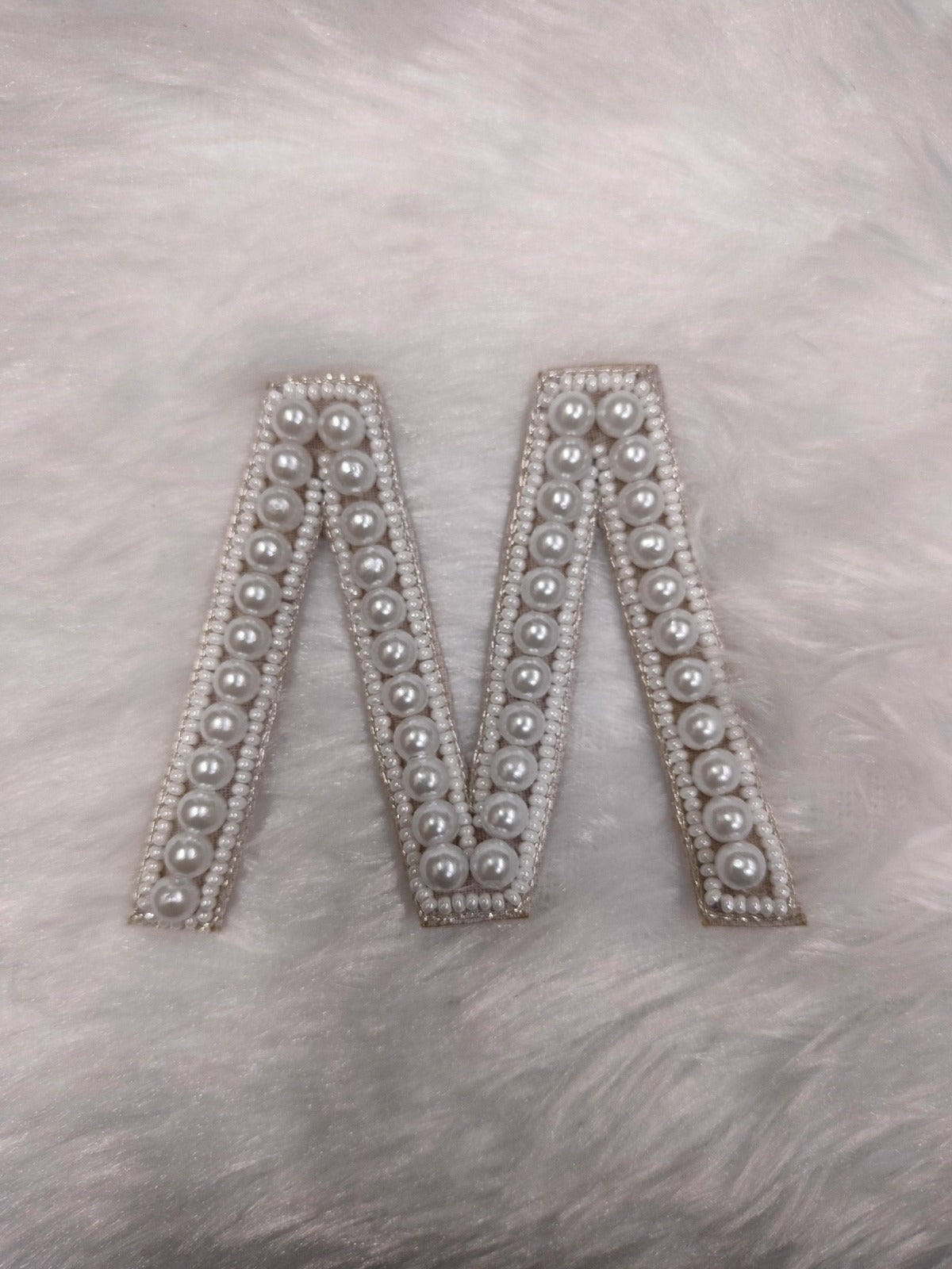 White 'M' Handwork Pearl Patches