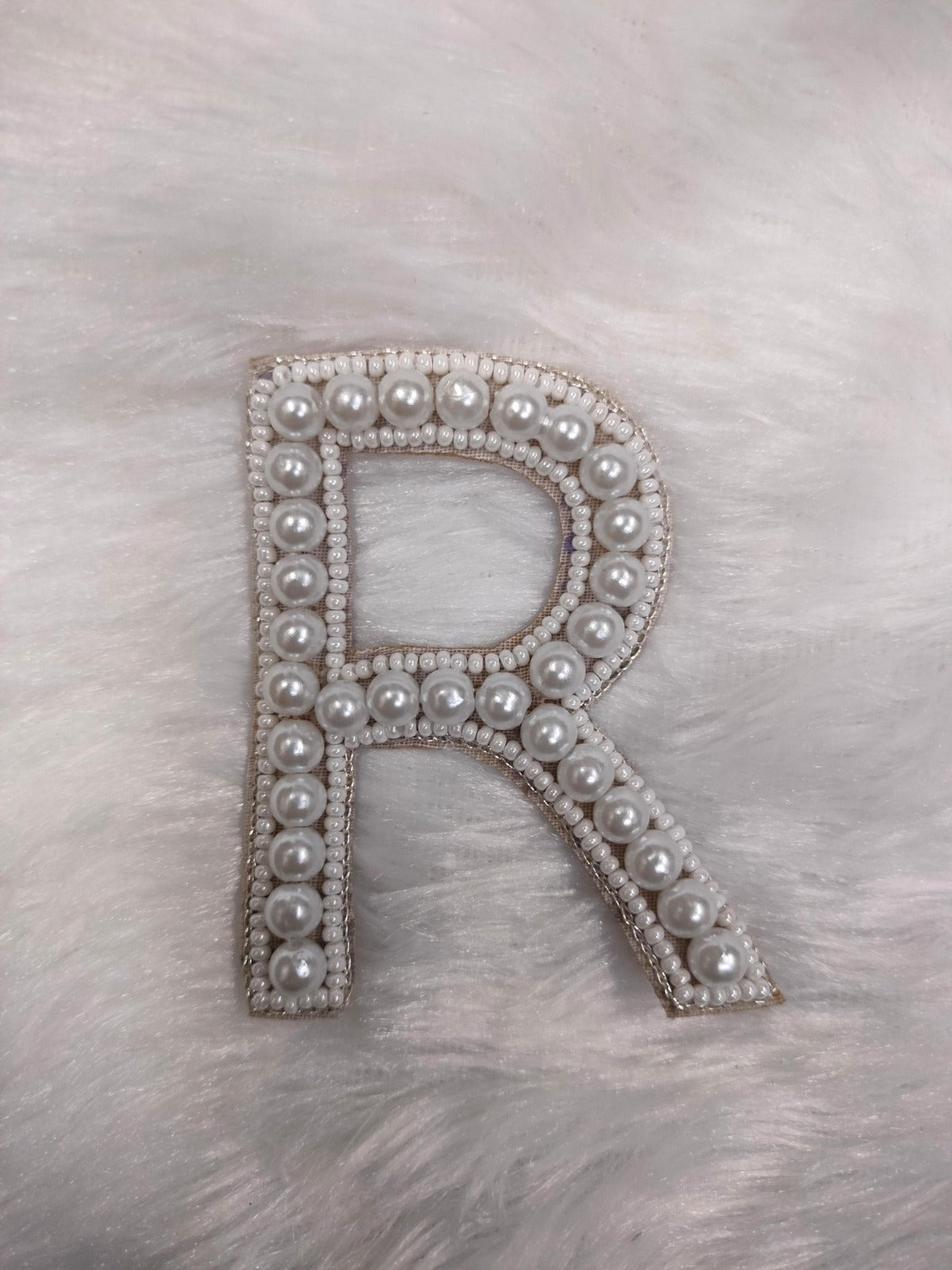 White 'R' Handwork Pearl Patches