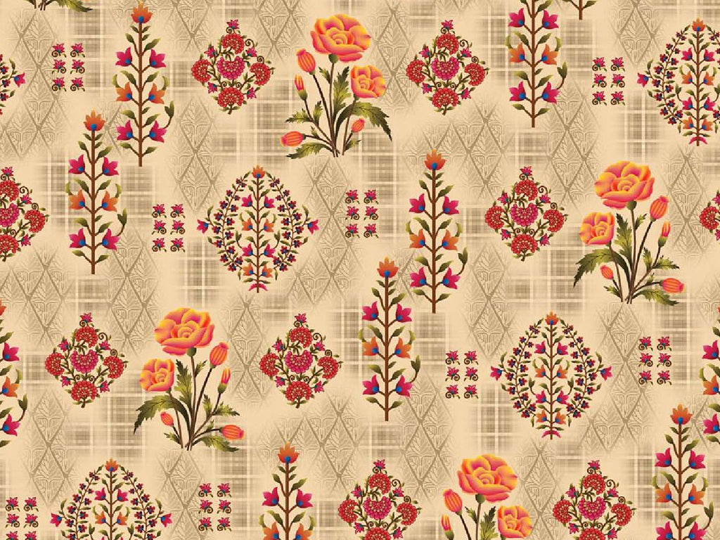 Multicolor Floral Digital Printed Cotton Linen Fabric (Wholesale)