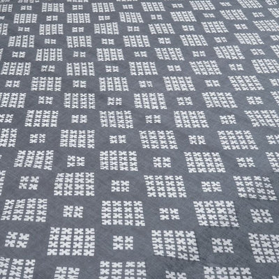 Grey & White Geometric Printed Pure Cotton Fabric