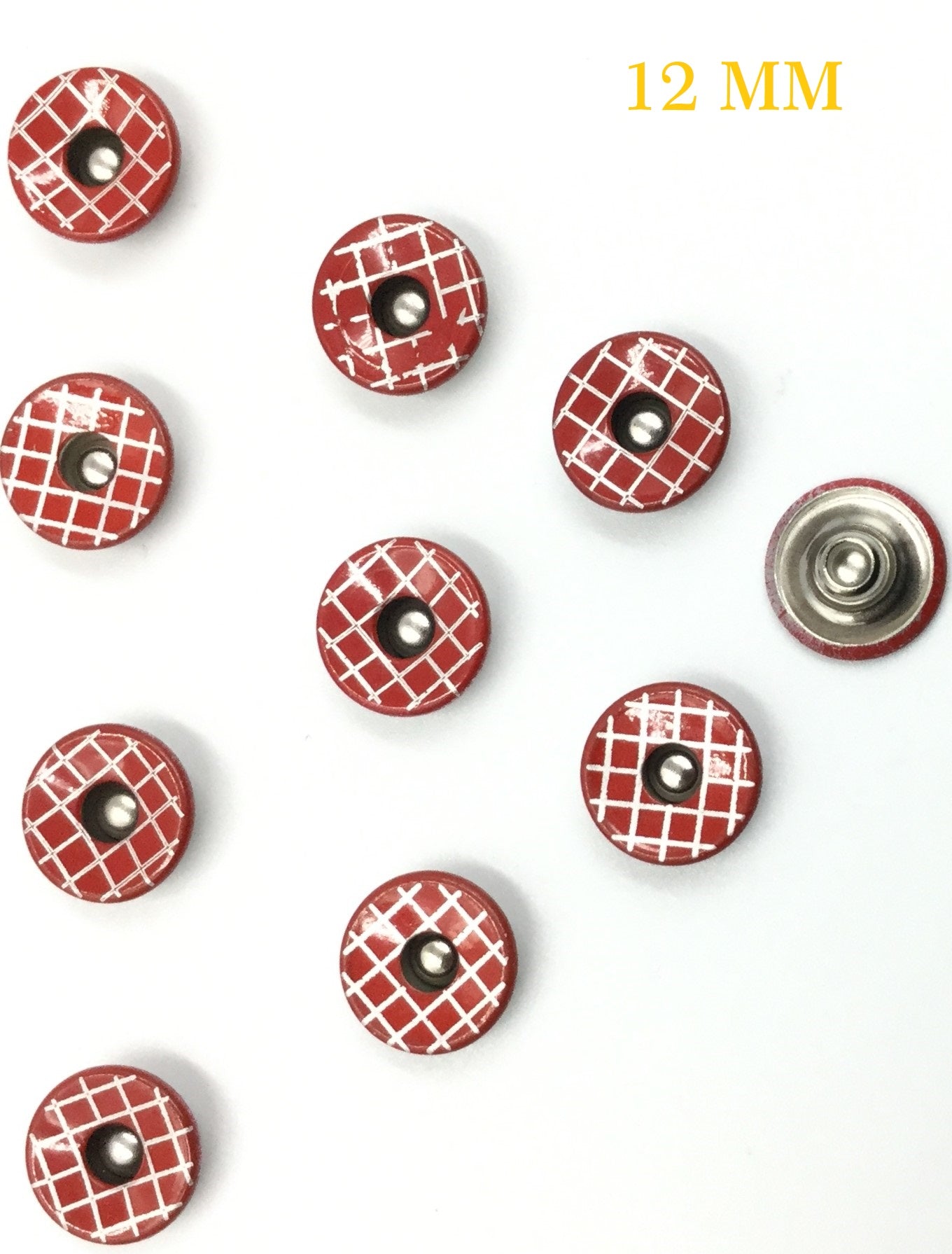 Red & White Circular Nickel Buttons