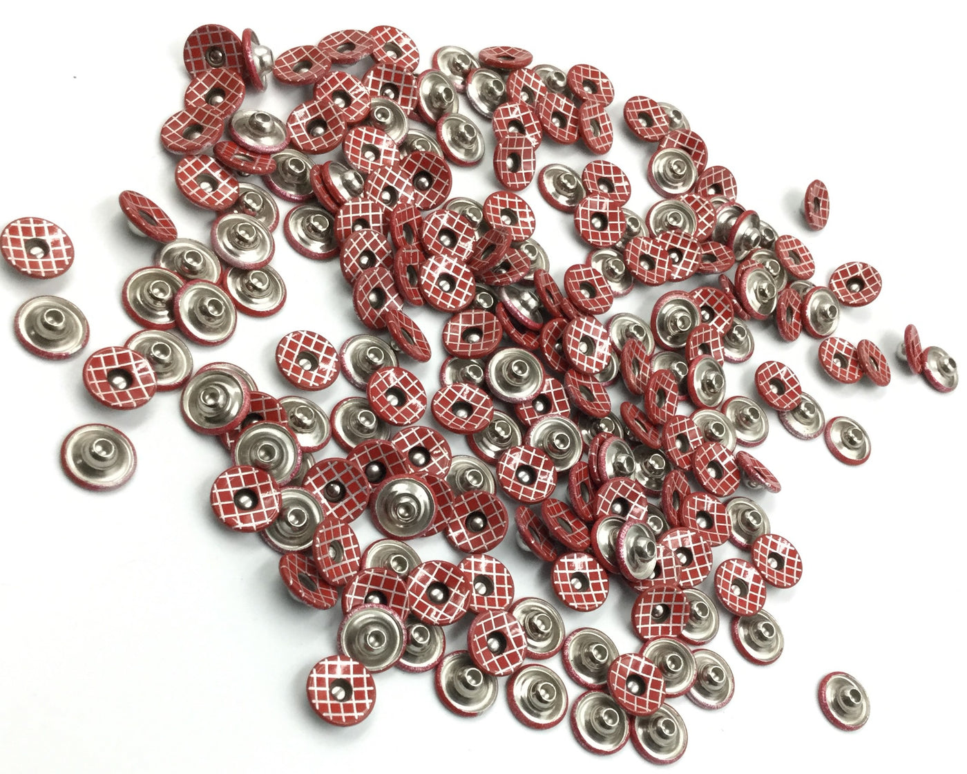 Red & White Circular Nickel Buttons