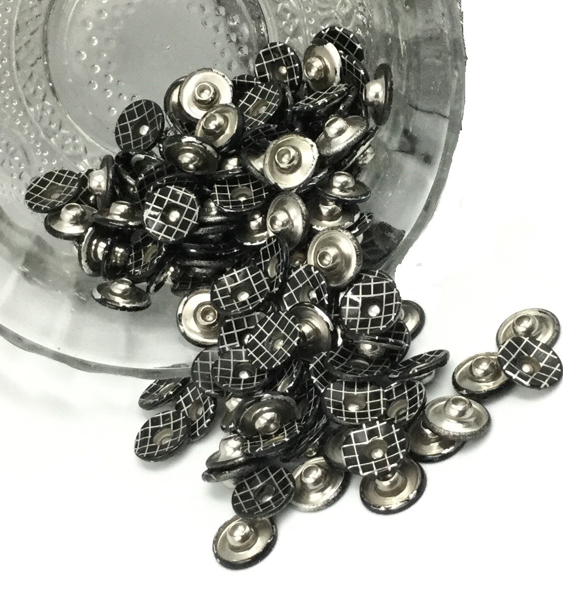 Black & White Circular Nickel Buttons