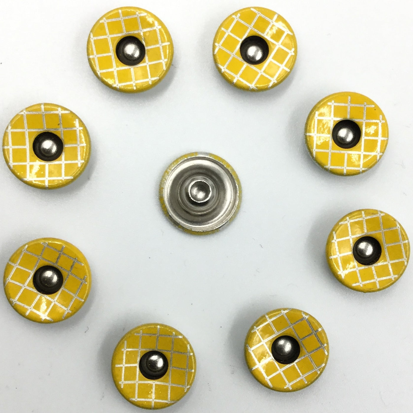 Yellow & White Circular Nickel Buttons