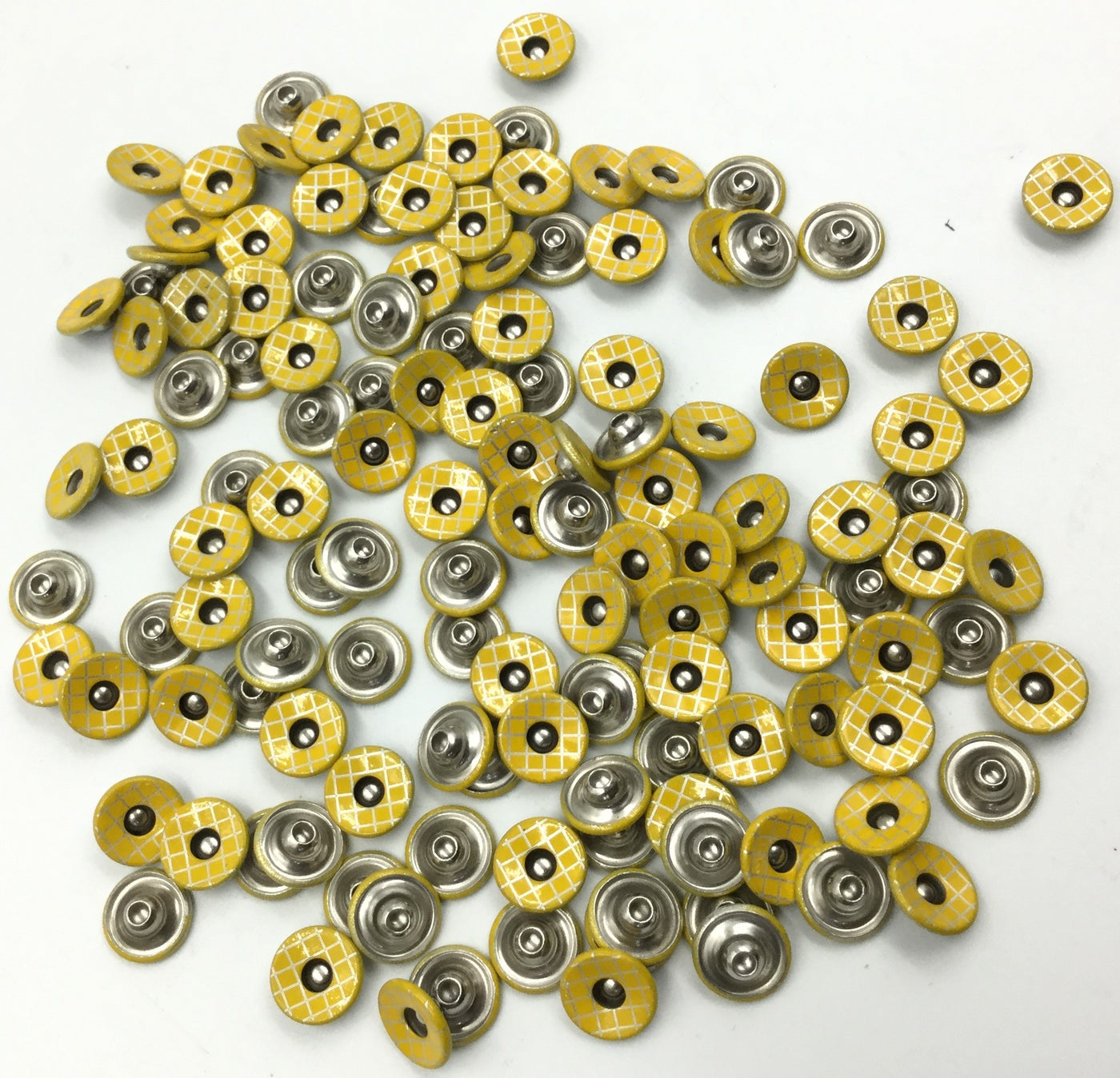 Yellow & White Circular Nickel Buttons