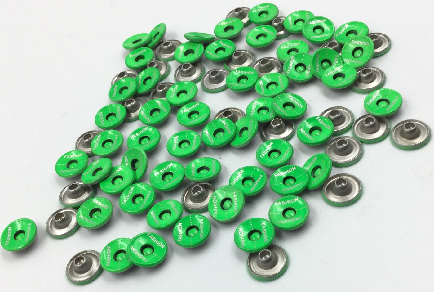 Bright Green Circular Nickle Buttons