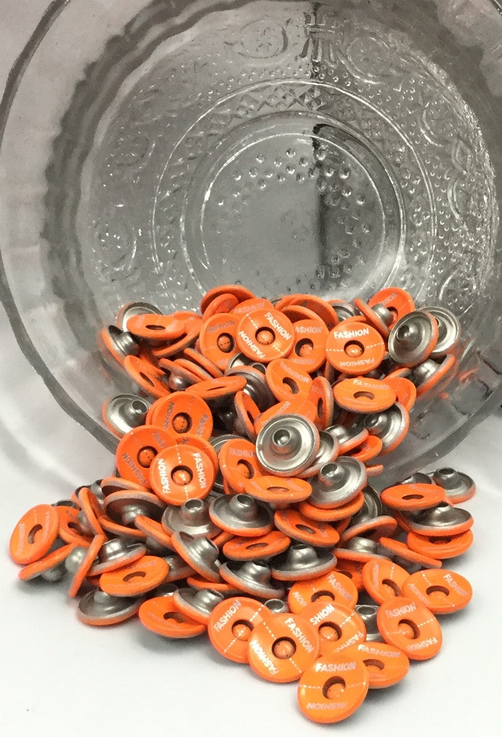 Orange Circular Nickle Buttons