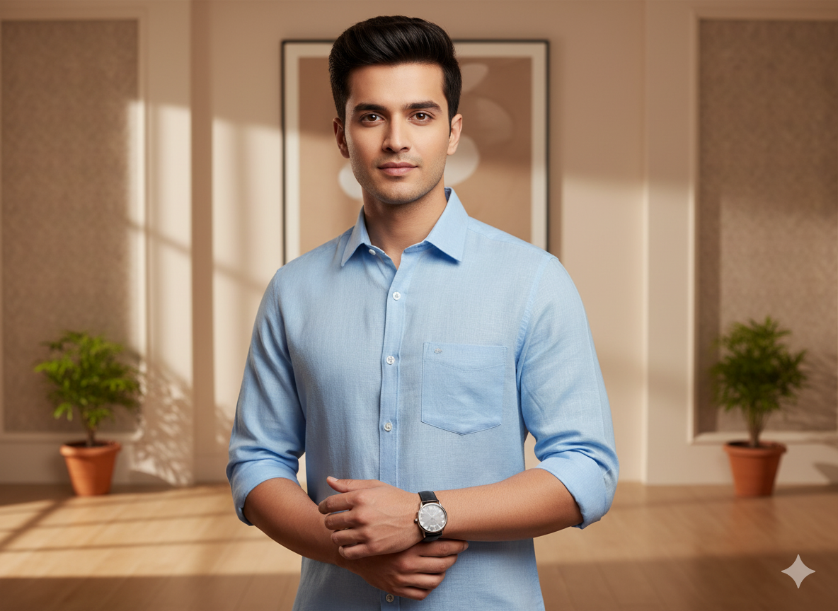 स्काई ब्लू शुद्ध लिनन कपड़ा - 60 ली