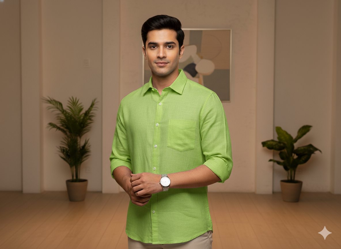 स्प्रिंग ग्रीन शुद्ध लिनन कपड़ा - 60 ली