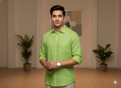 स्प्रिंग ग्रीन शुद्ध लिनन कपड़ा - 60 ली