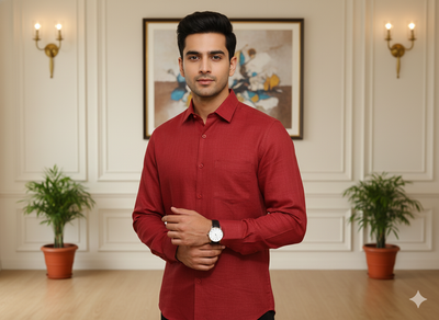 गहरे मैरून शुद्ध लिनन कपड़ा - 60 ली