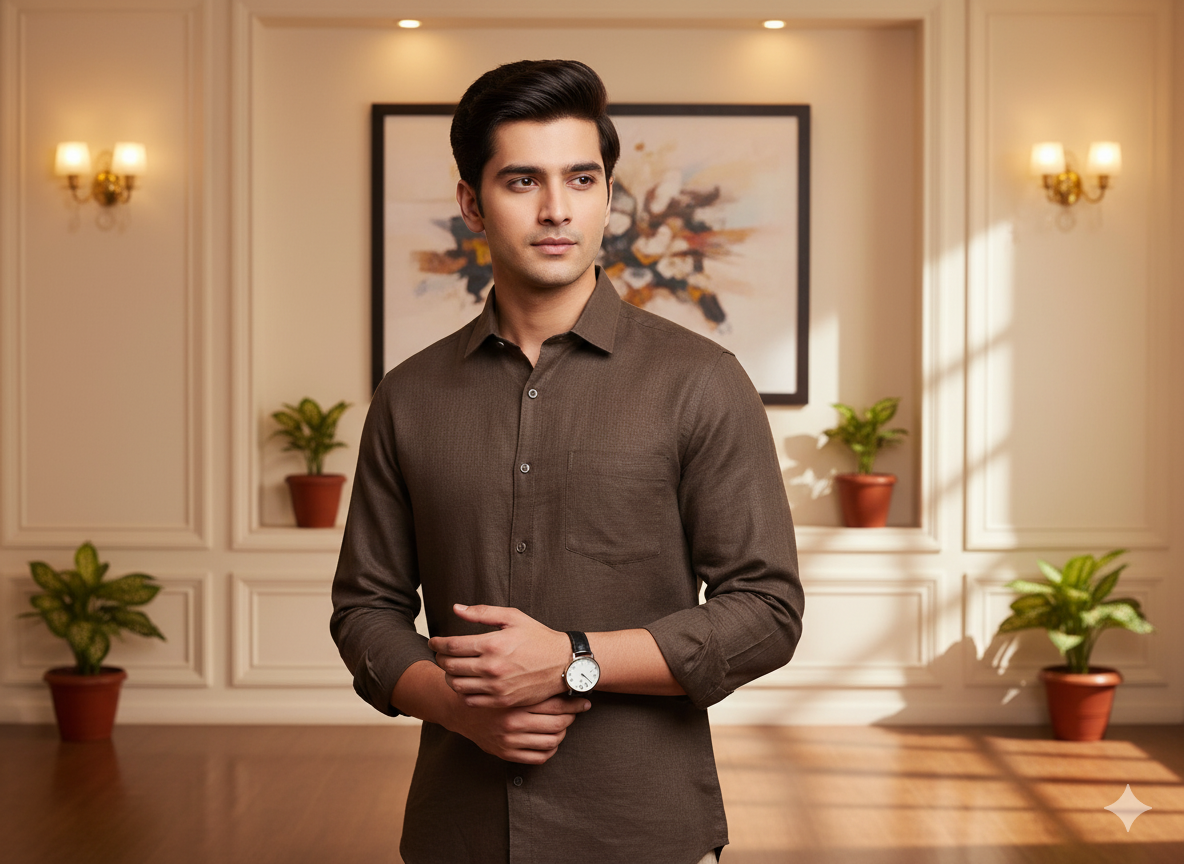 Precut of Chocolate Brown Pure Linen Fabric - 60 Lea