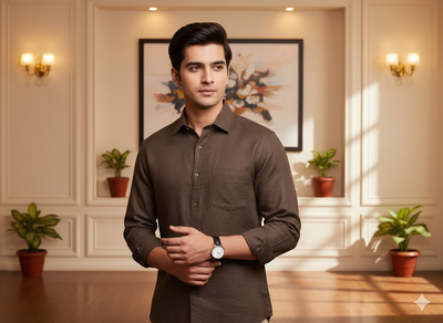 Precut of Chocolate Brown Pure Linen Fabric - 60 Lea