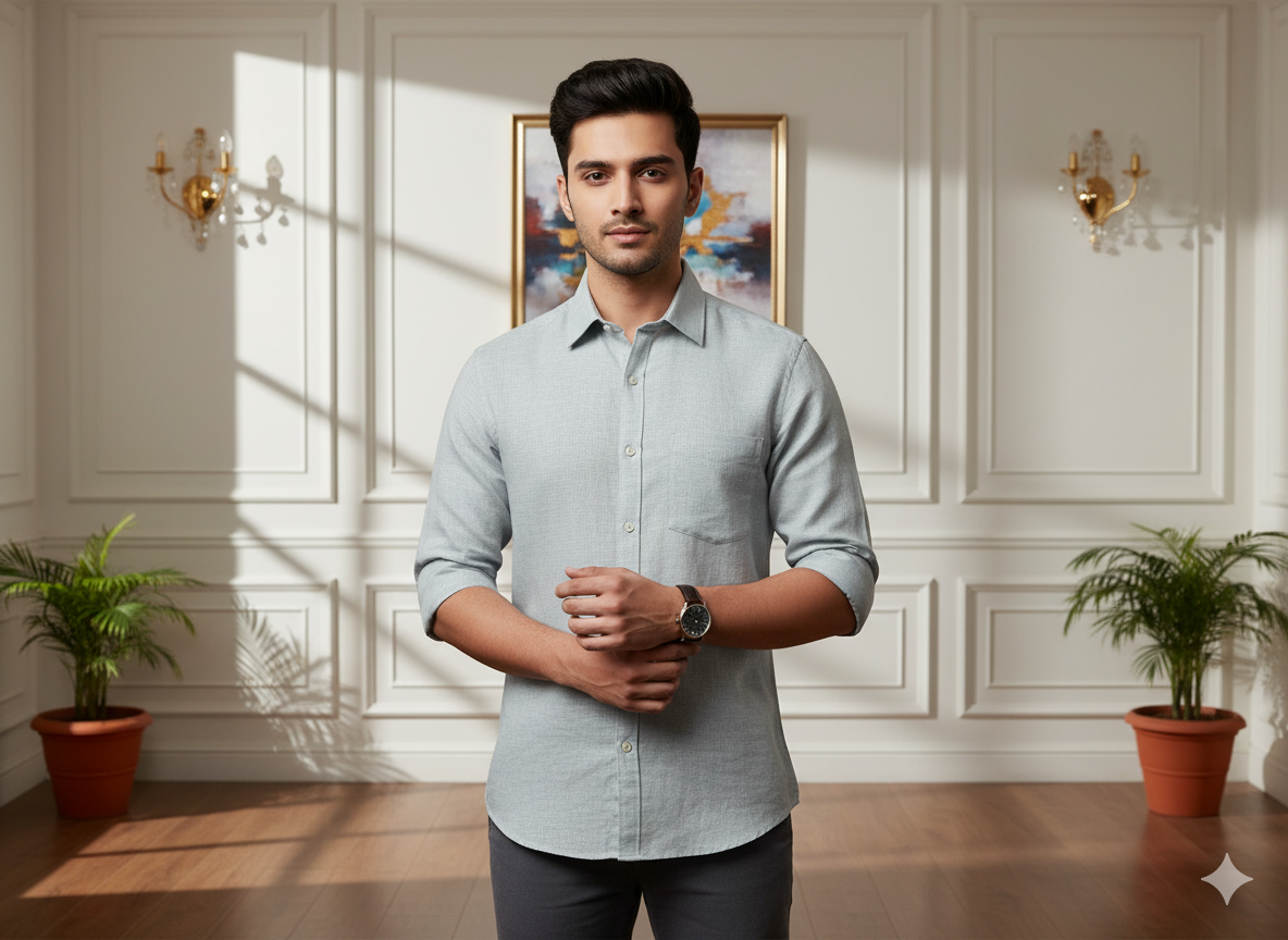 क्लाउड ग्रे प्योर लिनन फ़ैब्रिक - 60 ली