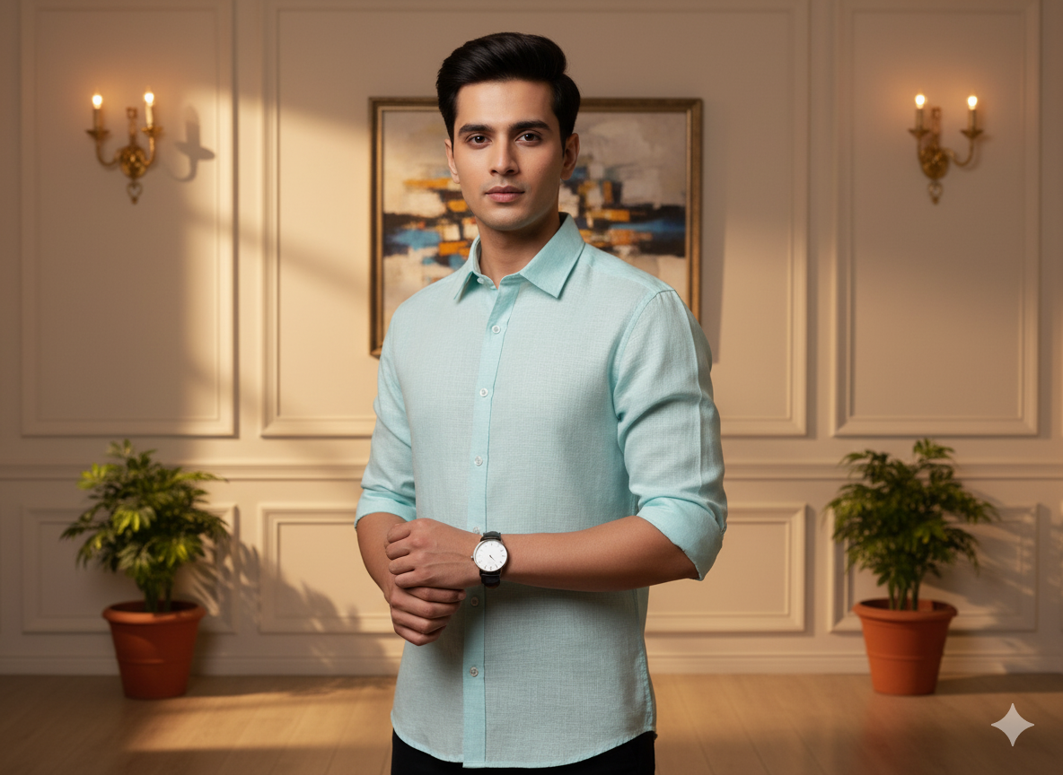 पेस्टल ब्लू प्योर लिनन फ़ैब्रिक - 60 ली