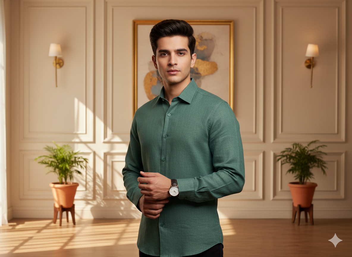 पन्ना हरा शुद्ध लिनन कपड़ा - 60 ली