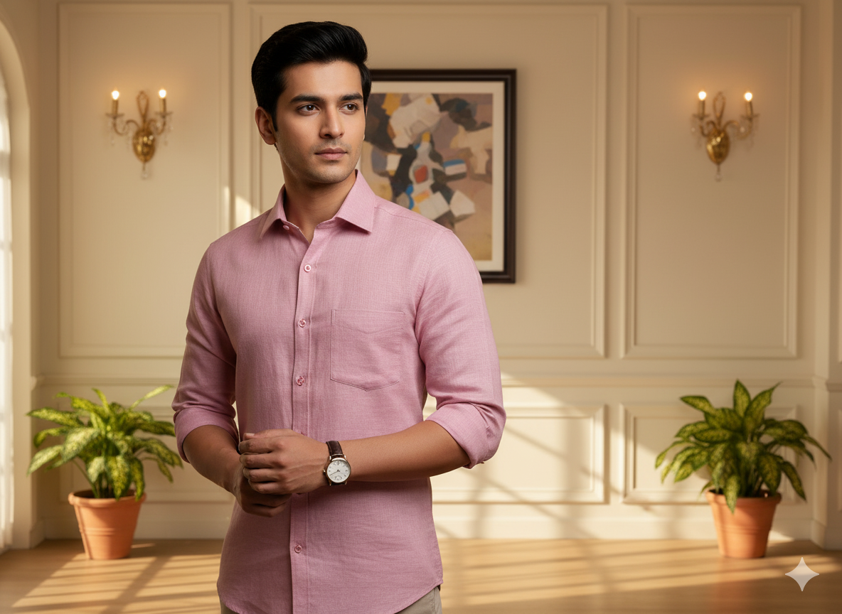 लाइट रोज़वुड शुद्ध लिनन कपड़ा - 60 ली